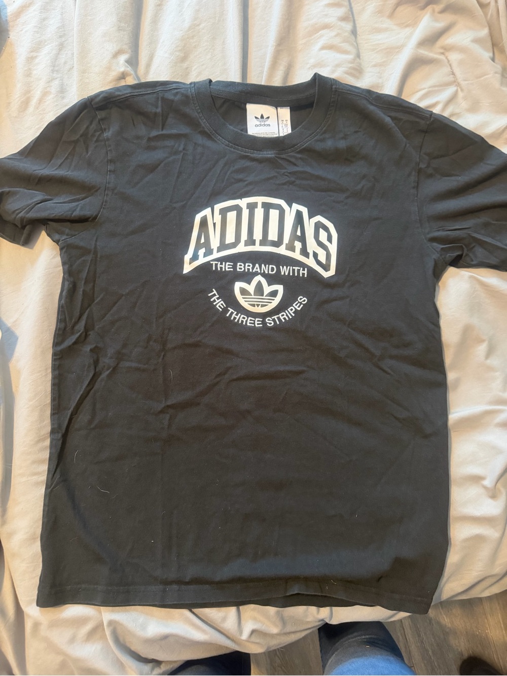 adidas Black Crew Neck Graphic Logo Tee